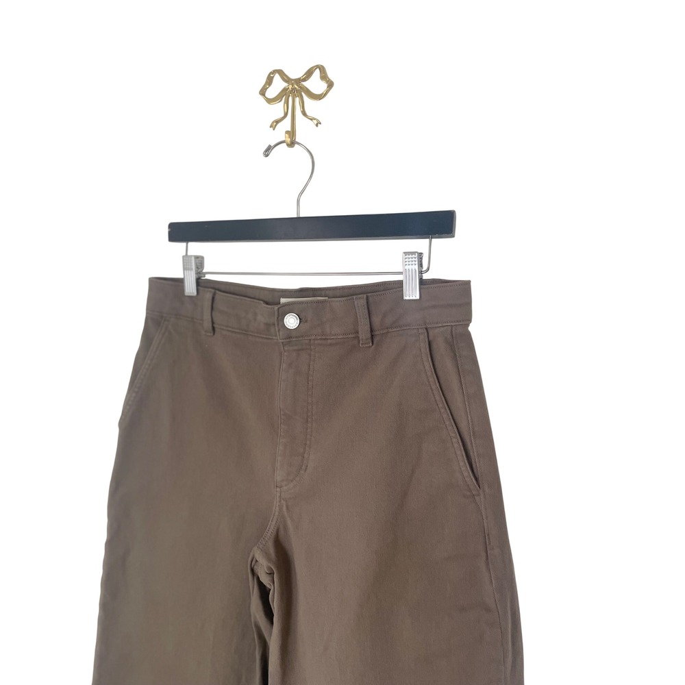 Everlane The Utility Wide Leg Pant Taupe Brown Organic Cotton Size 10R - Picture 4 of 6